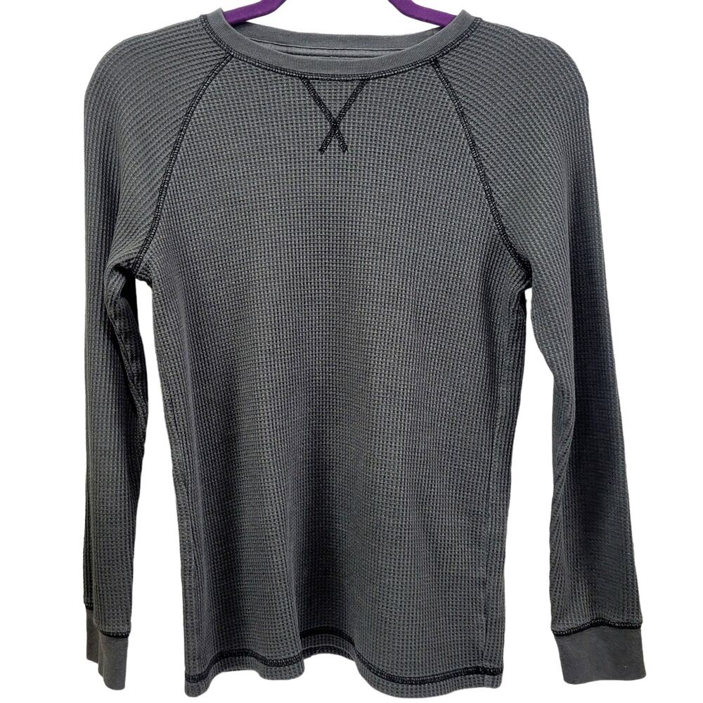 Wonder Nation Boys Black Gray Long‎ Sleeve Thermal Shirt Size L (10-12)